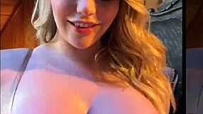 Blonde babe with big tits in pov.