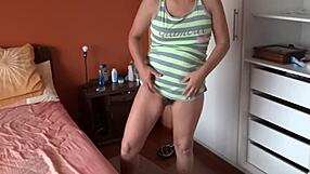 Take that dick out now! I want a huge cumshot all over my body, stepmom begs in wild orgasm.