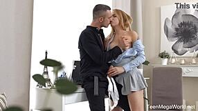 Blonde lovers fuck in missionary riding assfucking sideways