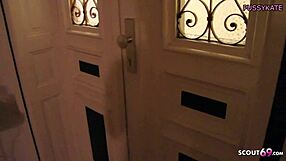 German MILF Nurse Gives Young Guy First Blowjob in Cosplay