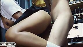 thai student in skirt moaning