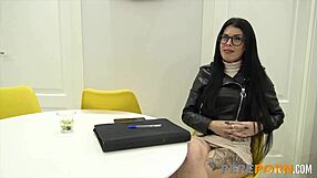 Monica grins while having an anal audition because she wants a big black cock to fuck her behind