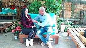 This woman competes by offering assistance in a pleasurable way with William.