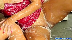 Bukkake-Covered Eurobabes Scissoring in Heels During Gloryhole Blowbang