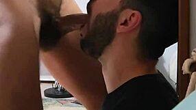 enjoying a casual blowjob session in gay context