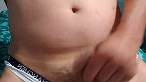 feeling so horny, this gay boy masturbates in his underwear, can't hold back the pleasure