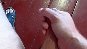homemade handjob on cock ending in cumshot on floor
