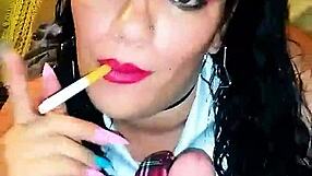shemale slut smoking while giving blowjob