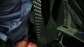 Uniformed office hunk in intense scene