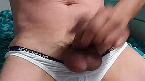 feeling so horny, this gay boy masturbates in his underwear, can't hold back the pleasure