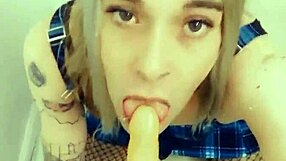 gorgeous tranny casually sucks and touches her clitty