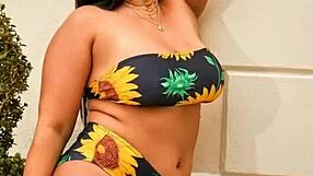 Indian babe with big boobs fucks in bikini. Intense sex scene.