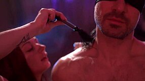 The bitch fucks her boyfriend in a BDSM scene