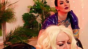 Arya Grander dominating lesbian slave with strapon fucking