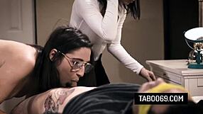 Tattooed Step Sisters Joanna Angel And Abella Danger Share Step Brother's Meaty Cock!