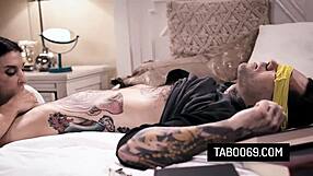 Tattooed Step Sisters Joanna Angel And Abella Danger Share Step Brother's Meaty Cock!