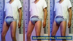 Alejandro Mistral Dances Erotically in White and Blue Underwear