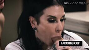 Tattooed Step Sisters Joanna Angel And Abella Danger Share Step Brother's Meaty Cock!