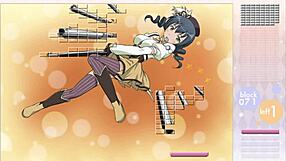 Makishima saori rips clothes in striptease during arkanoid gameplay!