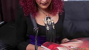 redhead ebony dominates muscled man slave with pegging