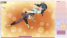 Makishima saori rips clothes in striptease during arkanoid gameplay!