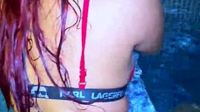 Quick swim with stepsister in family pool