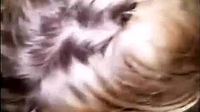 Cumshot on bbw's huge tits during blowjob