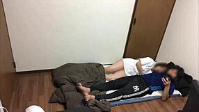 Amateurs indulge in bedroom fun while child plays out!