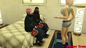 Kakuzu convinces Sakura and Konan for threesome fucking