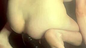 can you handle this tranny's tight asshole stretching with a huge dildo?