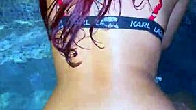 Quick swim with stepsister in family pool