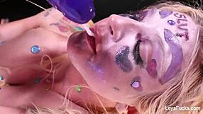 Leya Falcon Dildos Herself With Big Tits Exposed!