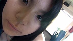 Resplendent Erika Takayama gives glimpses of her white stockings and lingerie in an exclusive solo fetish clip