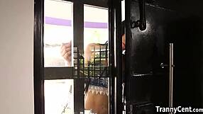 Pantyhose tranny fucks with wild, crazy energy