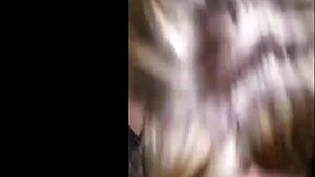 Cumshot on bbw's huge tits during blowjob