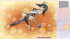 Makishima saori rips clothes in striptease during arkanoid gameplay!