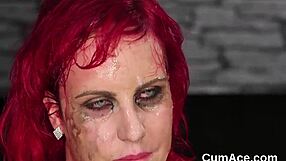 Sex Kitten Receives Facial Cumshot And Swallows In Blowbang.