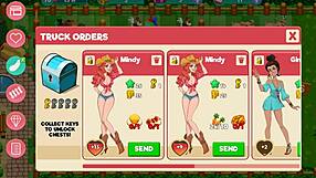 In the Nutaku booty farm game, busty girls flash and fuck in anime style.