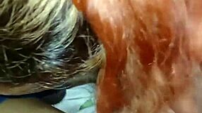 The sensual milf feels intense excitement showing her juicy pussy and swallowing every drop