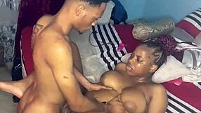 Cuffed Ebony Slut Fucked Hard Until She Squirts with Creampie