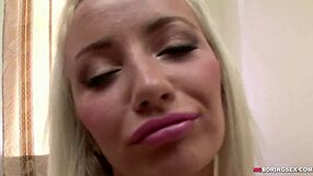 Hey, check out this petite blonde getting shared by two guys in a wild threesome scene