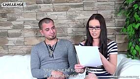 Amateur brunette with glasses gets bent over in missionary and cowgirl positions during bang casting.