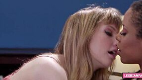 Interracial lesbian love between blonde teen and ebony petite girl