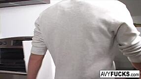 Busty avy performs on screen