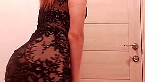 Milf sucks dildo while caressing wet pussy in restroom