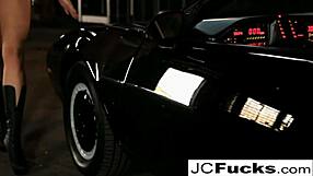 Jayden rides big tits pussy in nude car masturbation