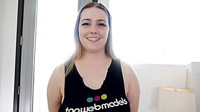 Taylor Tender, the cute big-titted cutie, swallows cum in pov