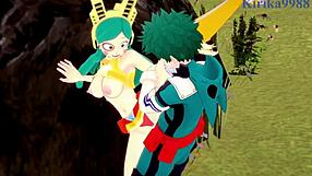 shino sosaki and tomoko shiretoko with izuku midoriya in wild hentai creampie.