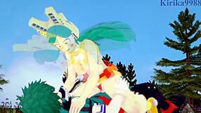 shino sosaki and tomoko shiretoko with izuku midoriya in wild hentai creampie.