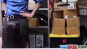 raven gets her cunt hammered by horny officers big cock at work